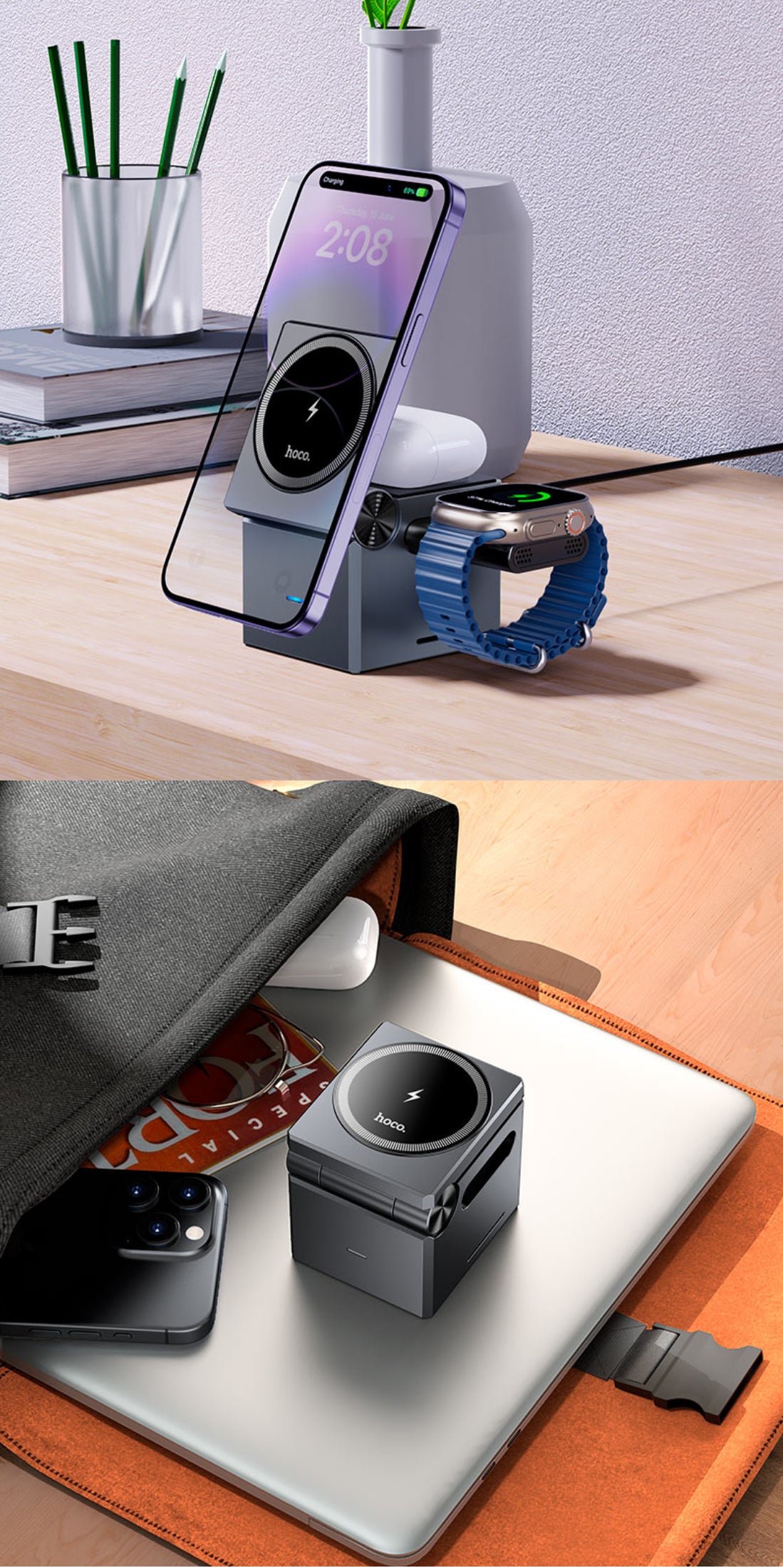 Hoco CQ8
Premium Quality
*Portable & Foldable*
*3 in 1, 15 Watts*
*Wireless Charger*