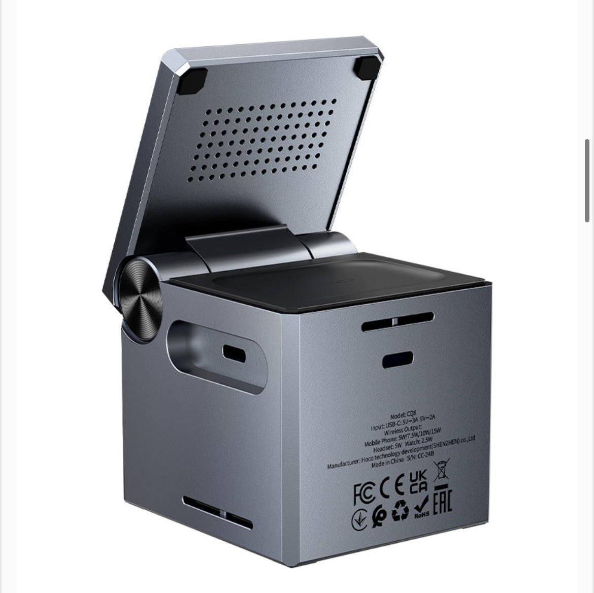 Hoco CQ8 
Premium Quality 
*Portable & Foldable*
*3 in 1, 15 Watts*
*Wireless Charger*
